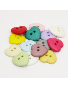 Kinderknopf Herz diverse Farben 15 mm 2-Loch - Dill