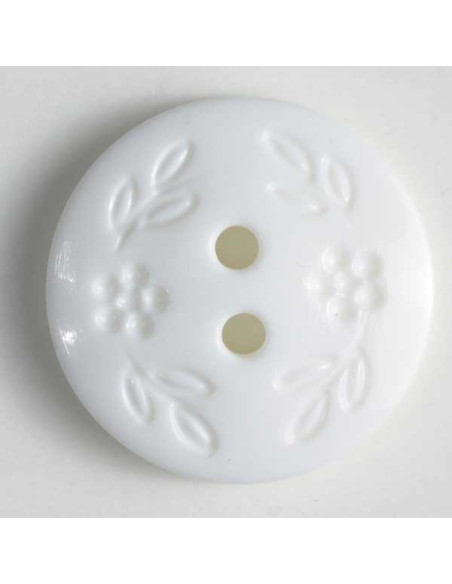 Polyamidknopf Blumenzierde weiss 11 mm 2-Loch - Dill