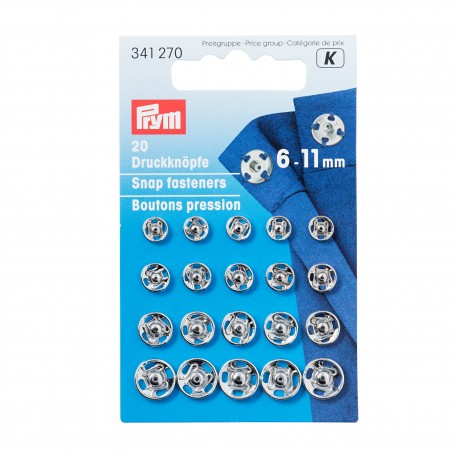 Annäh-Druckknöpfe 6-11mm silber - Prym