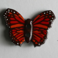 Knopf Schmetterling rot, 28 mm - Dill