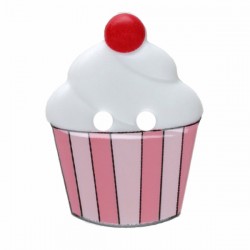 Kinderknopf Cupcake weiss/rosa  20 mm  - Dill