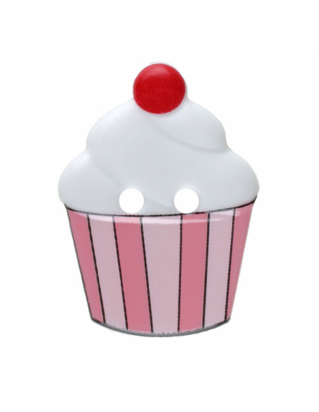 Kinderknopf Cupcake 20 mm  - Dill weiss/rosa