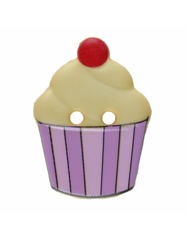 Kinderknopf Cupcake 20 mm  - Dill gelb/lila