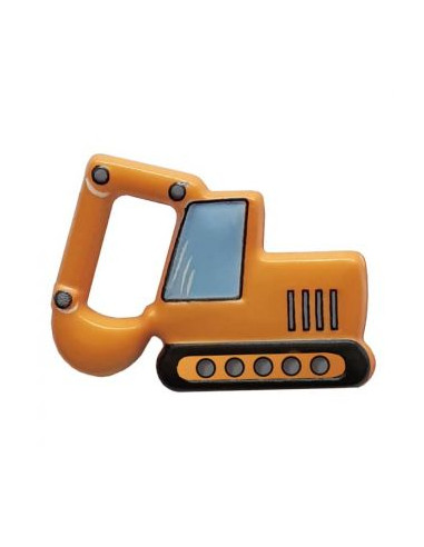 Kinderknopf Bagger 28 mm Öse  - Dill gelb