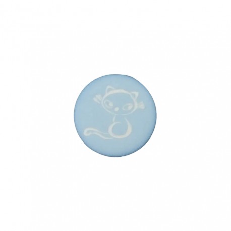 Polyesterknopf Öse Katze hellblau 12 mm - Union Knopf