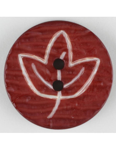 Knopf Laub 18mm - Dill weinrot