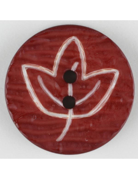 Knopf Laub 18mm - Dill weinrot