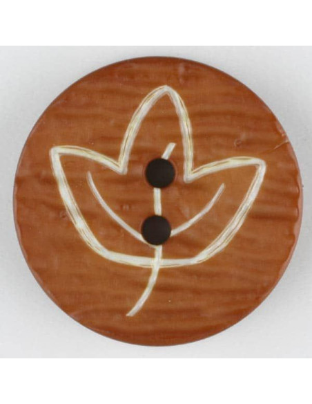 Knopf Laub 18mm - Dill braun