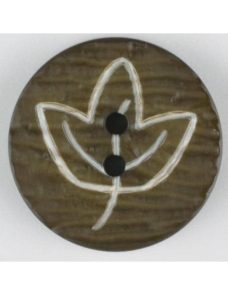 Polyamidknopf Laub grün 23 mm 2-Loch - Dill