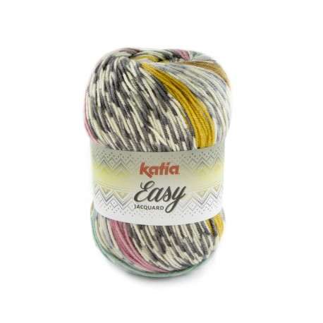 Easy Jacquard - Katia 104 - grau/rose/hellblau/gelb