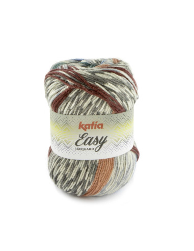 Easy Jacquard - Katia 105 - grau/grünblau/bordeauxviolett/mittelrose