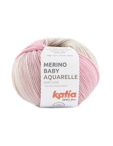 Merino Baby Aquarelle - Katia 356 - steingrau/beige/ros