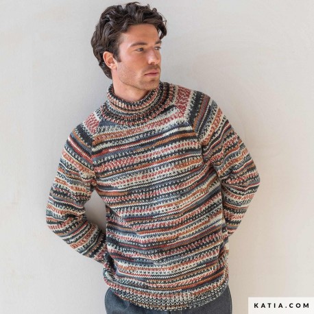 Herrenpulli aus Easy Jacquard mit Rollkragen - Katia