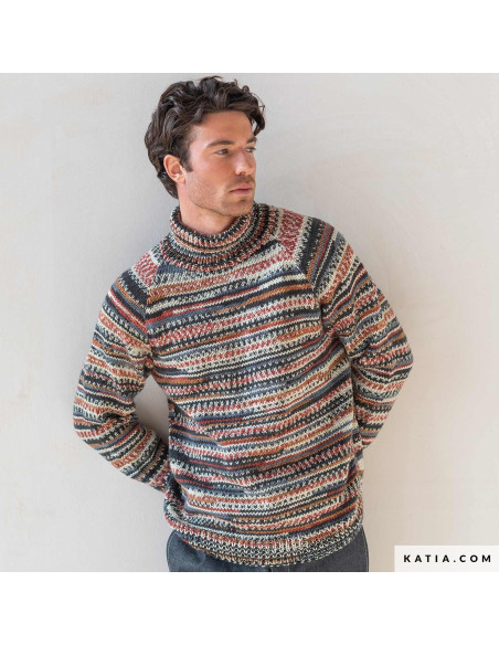 Herrenpulli aus Easy Jacquard mit Rollkragen - Katia