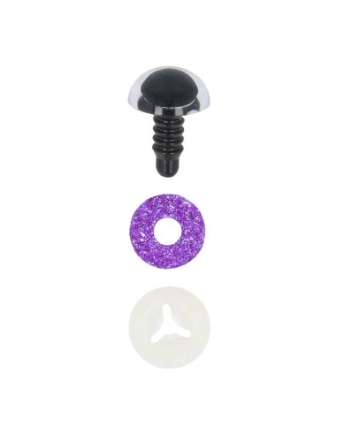 Glitter Tieraugen zweifarbig 12mm 2Stk. - Opry lila