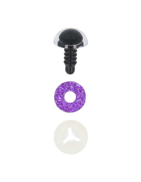 Glitter Tieraugen zweifarbig 12mm 2Stk. - Opry lila