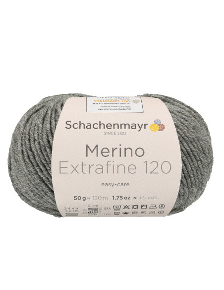 Merino Extrafine 120 - Schachenmayr 00192 - mittelgrau meliert