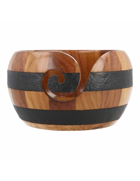 Garnschale Teakholz-Rosenholz-Leder 15x9cm  - Scheepjes