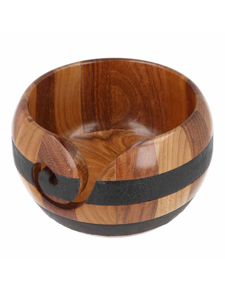 Garnschale Teakholz-Rosenholz-Leder 15x9cm  - Scheepjes