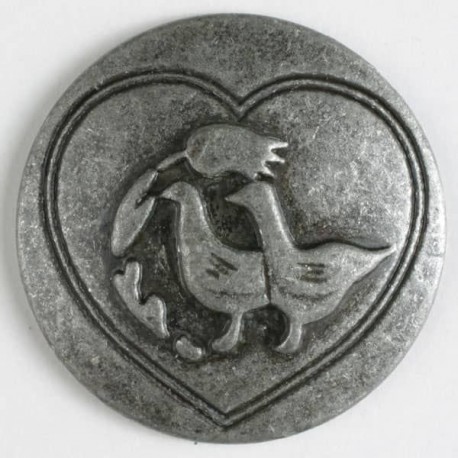 Vollmetallknopf mit glücklichen Enten 20 mm - Dill