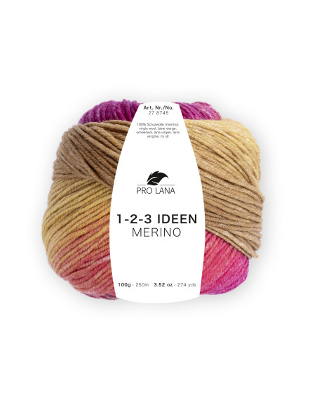 1-2-3 Ideen Merino - Pro Lana 08 - curry/pink/dunkel braun