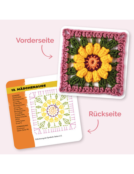 Granny Square Blumen Häkel-Karten - Topp