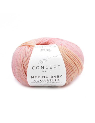 Merino Baby Aquarelle - Katia 361 - creme/rose/tangerine