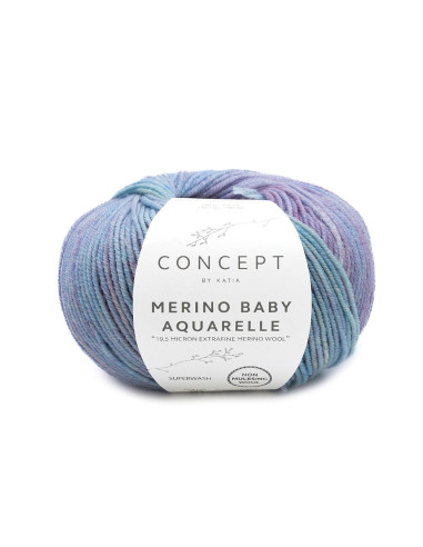 Merino Baby Aquarelle - Katia 362 - lila/blau/senfgelb