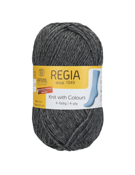 4 fädig 50g Uni - Regia 00044 - mittelgrau meliert
