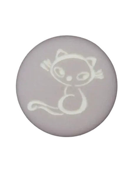 Polyesterknopf Katze 12 mm - Union Knopf grau