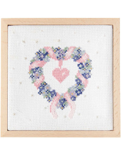 Stickpackung Herzkranz im Dekorahmen - Rico
