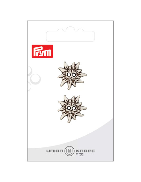 Metallknopf Edelweiss 2-Loch 20mm altsilber - Prym