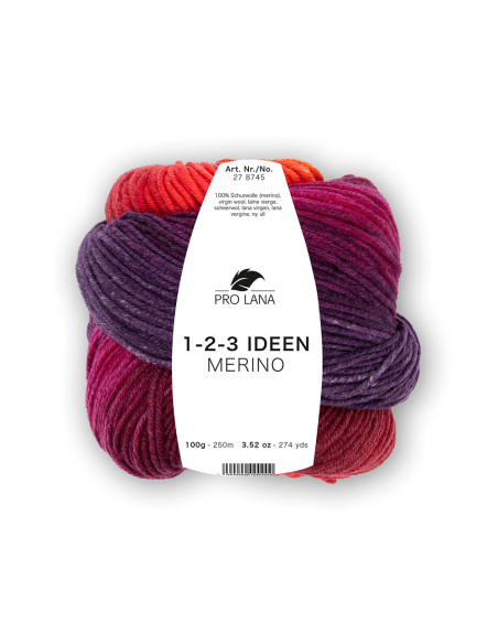 1-2-3 Ideen Merino - Pro Lana 11 - beere/orange/lila