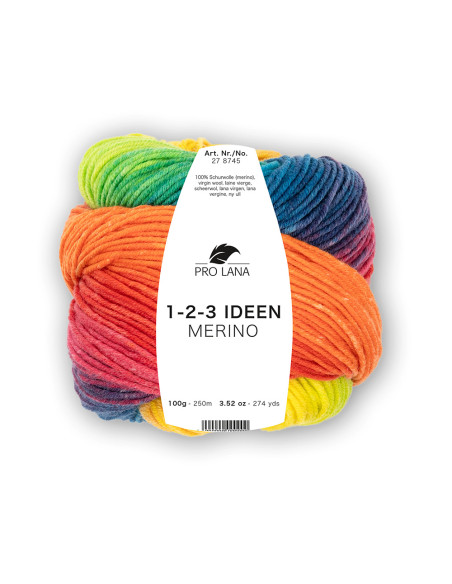 1-2-3 Ideen Merino - Pro Lana 14 - blau/orange/gelb