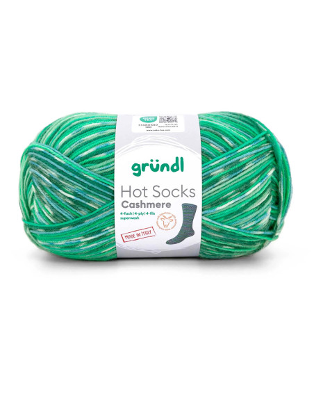 Hot Socks Cashmere 4-fach - Gründl 04 - waldgrün/moos/dunkelblau/wei/anthrazit