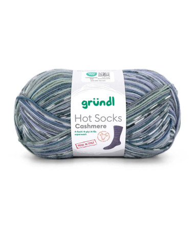 Hot Socks Cashmere 4-fach - Gründl 05 - anthrazit/nachtblau/dunkelviolett/wei