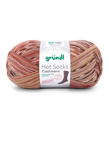 Hot Socks Cashmere 4-fach - Gründl 06 - kastanie/zimt/umbra/wei/anthrazit