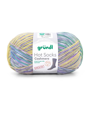 Hot Socks Cashmere 4-fach - Gründl 07 - jeans/flieder/zitronengelb/wei/anthrazi/