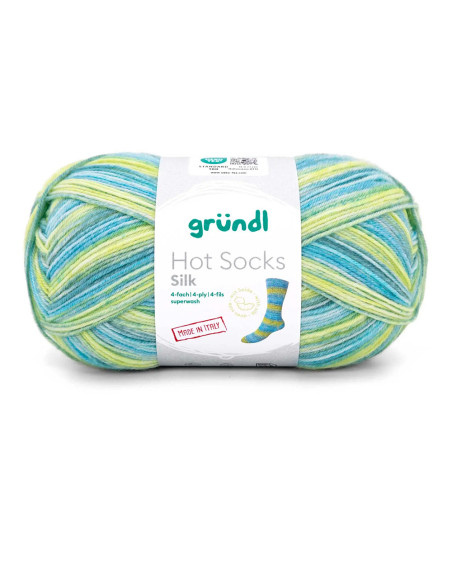 Hot Socks Silk 4-fach - Gründl 02 - aqua/limette/seegras/petrol