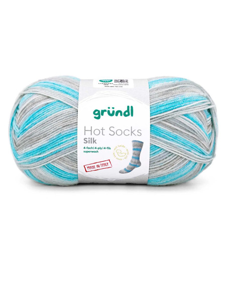 Hot Socks Silk 4-fach - Gründl 05 - kreide/steingrau/anthrazit/türkis