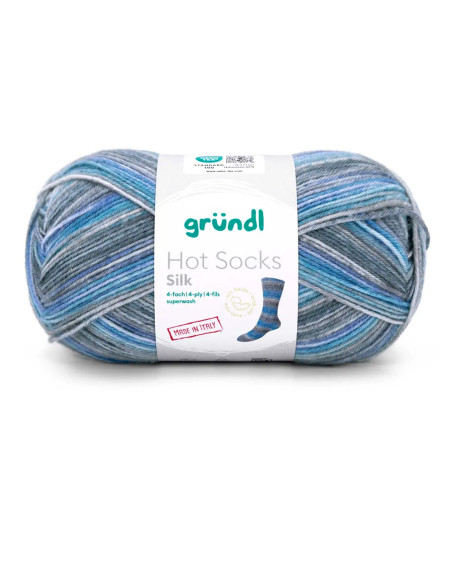 Hot Socks Silk 4-fach - Gründl 08 - nachtblau/anthrazit/steingrau