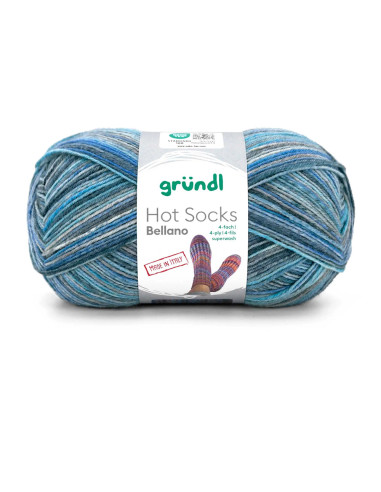 Hot Socks Bellano 4-fach - Gründl 02 - azurblau/himmelblau/nachtblau/steingrau