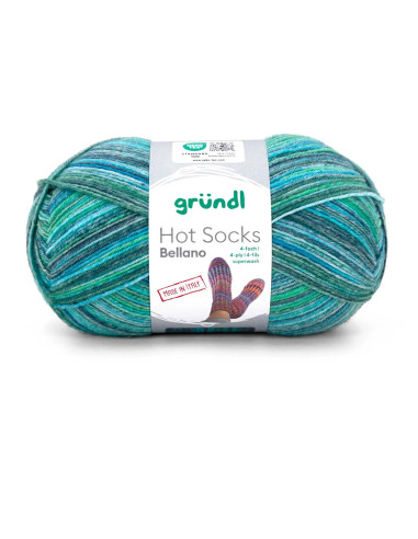 Hot Socks Bellano 4-fach - Gründl 05 - türkis/grasgrün/anthrazit