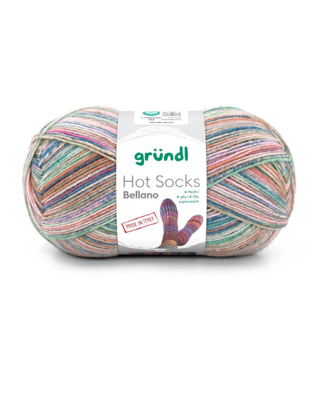 Hot Socks Bellano 4-fach - Gründl 08 - altrosa/lindgrün/pfirsich/jeans