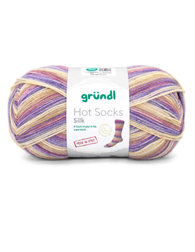 Hot Socks Silk 4-fach - Gründl 01 - senf/magenta/violett/mandarine