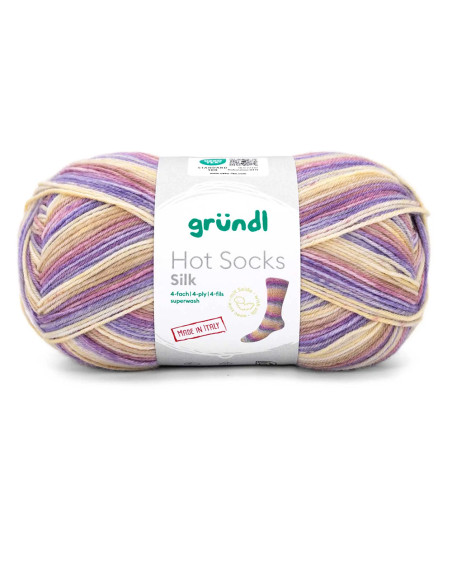 Hot Socks Silk 4-fach - Gründl 01 - senf/magenta/violett/mandarine