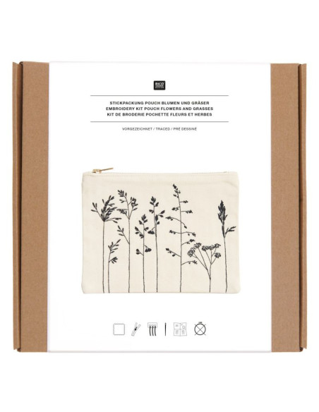 Stickpackung Pouch Blumen und Gräser  Rico Design