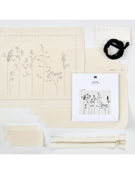 Stickpackung Pouch Blumen und Gräser  Rico Design