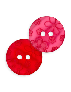 Polyesterknopf 2-Loch 18mm rund mit Blumen - Prym