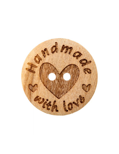 Holzknopf 2-Loch 20 mm Handmade with love - Prym 0016 - beige